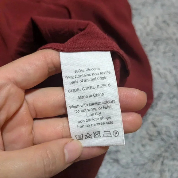 TOAST UK Red Dress Midi Maxi Ruffle Long Sleeve Size UK 6 US 2 Long Sleeve - Picture 8 of 11